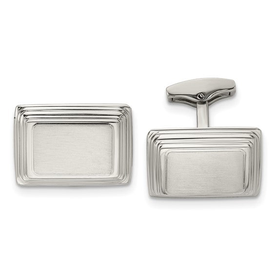 Stainless Steel Brushed and Polished Rectangle Cufflinks