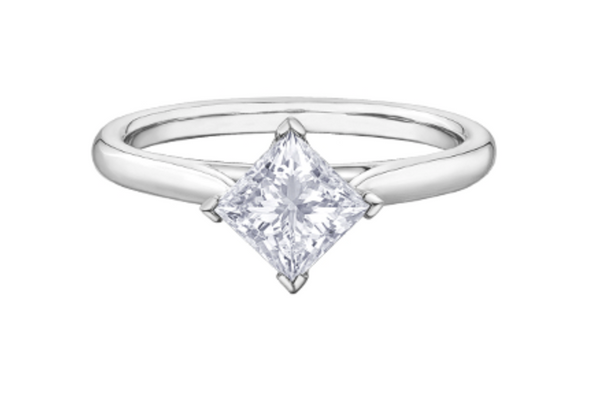 18K White Gold & Palladium Alloy (hypoallergenic) -1.00cttw Princess Cut Canadian Diamond Engagement Ring