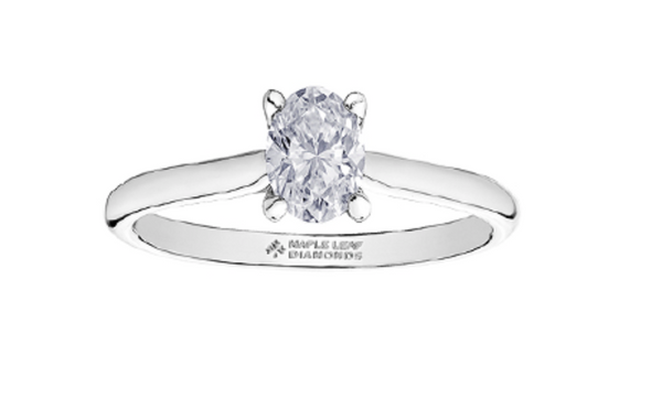 18K White Gold & Palladium Alloy (hypoallergenic) -1.00cttw Oval Cut Canadian Diamond Engagement Ring