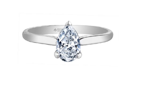 18K White Gold & Palladium Alloy (hypoallergenic) -1.00cttw Pear Shape Canadian Diamond Engagement Ring