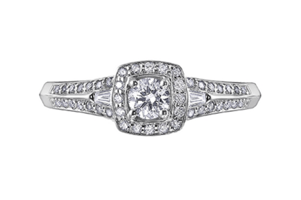 14K White Gold 0.45-95cttw Round Brilliant Canadian Diamond Engagement Ring - / Carat Total