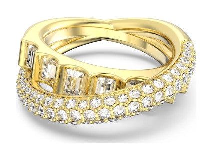 Swarovski Rota cocktail ring, Mixed cuts, White, Gold-tone plated - 5661055