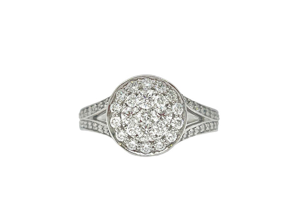 14K White Gold 1.00cttw Diamond Engagement Halo Ring, Size 6.5