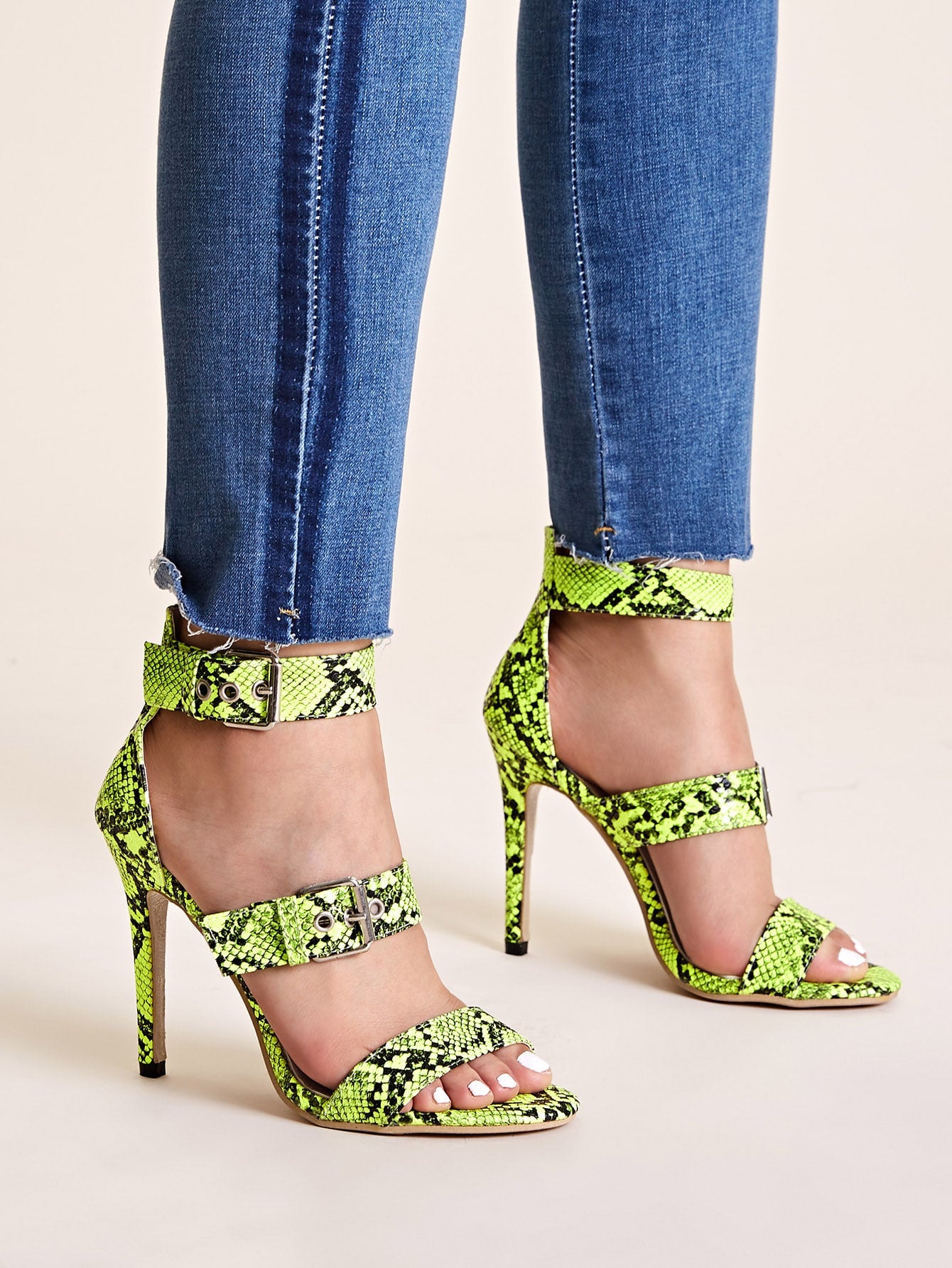 Neon Lime Snakeskin Stiletto Heels – EK 