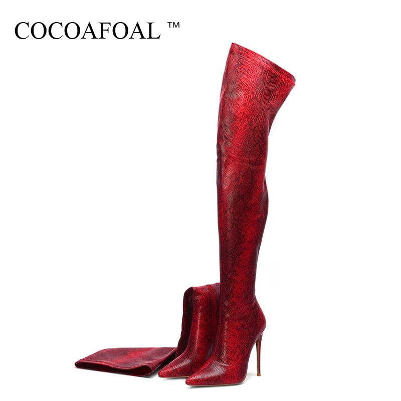 snakeskin red boots