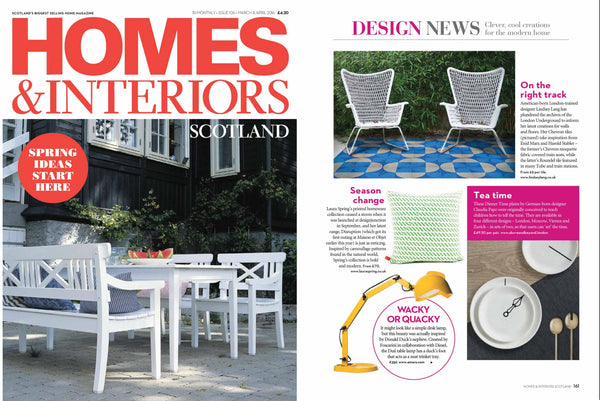 HOMES & Interiors magazine feature on Lindsey Lang scallop blue tiles