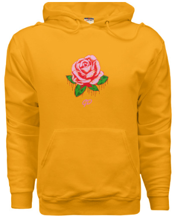 yellow hoodie with rose