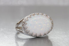 Opal silver ring