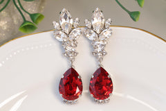 red chandelier earrings