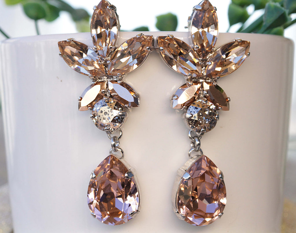 crystal pink earrings