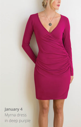 On January 4, Michelle wore the Myrna dress in deep purple
