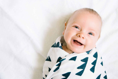 baby wrapped in a Nightingale swaddle blanket