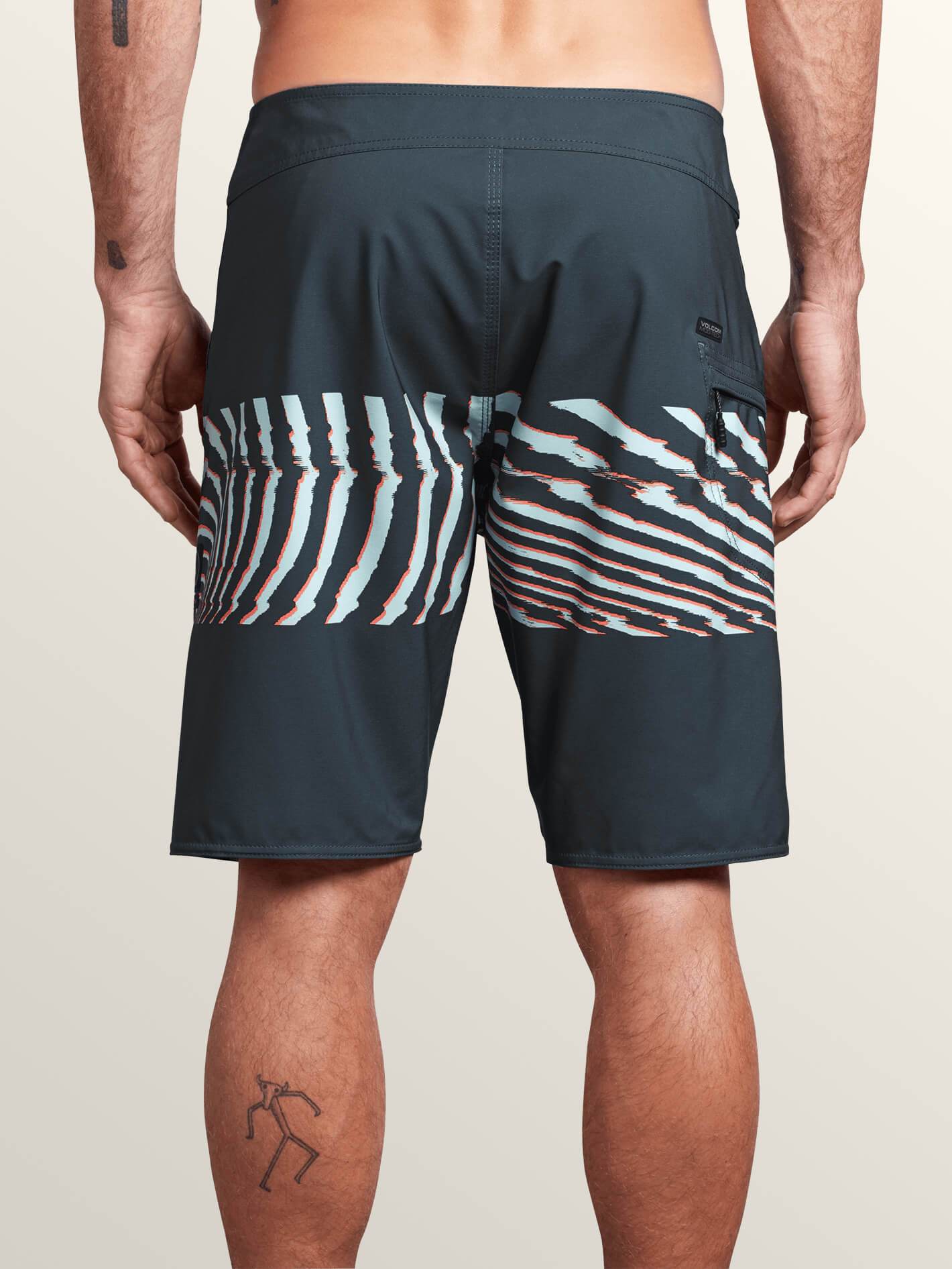 Macaw Mod Boardshorts In Midnight Blue, Back View