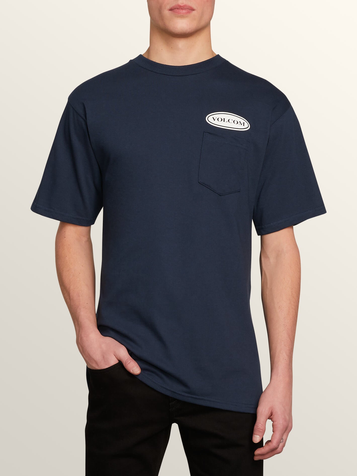 Stonecore 94 Short Sleeve Pocket Tee In Navy, Front View