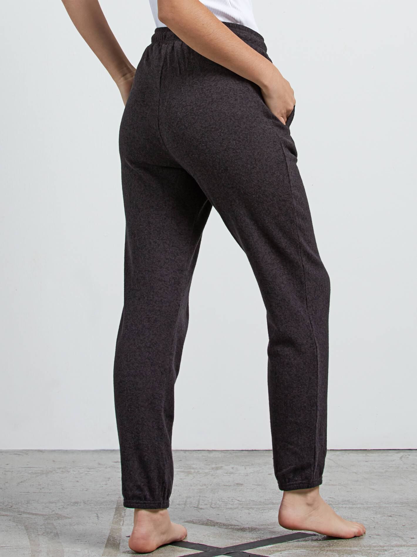 Lil Fleece Pant In Vintage Black, Back View