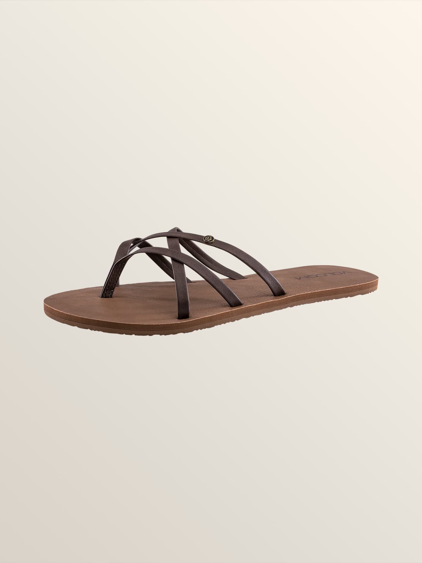 New School Sandals In Brown, Back View