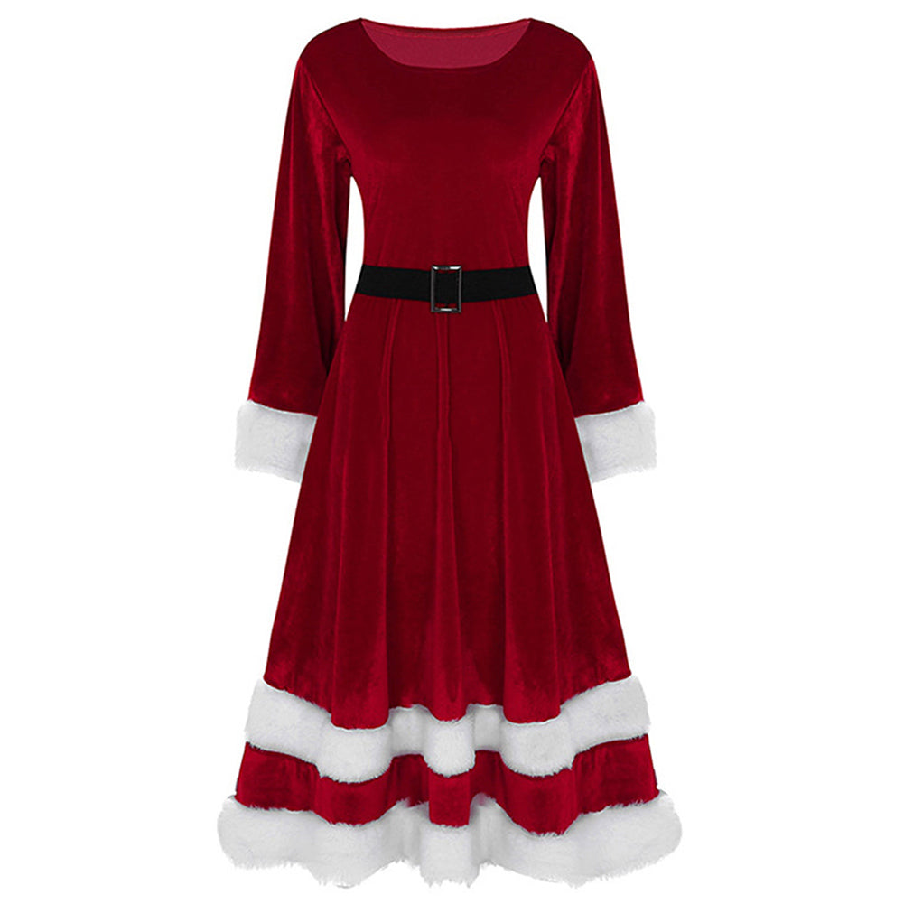 Weihnachtskleid Damen Kleid Santa Nikolaus Kleid Rot Kleid Frauen Weih Karnevalkostume