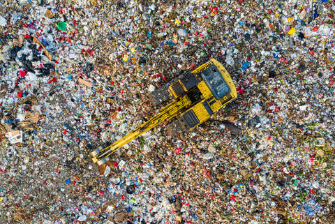 Bulldozer on landfill