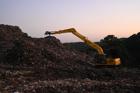 Bulldozer in landfill