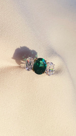 Blanche Emerald Oval Trilogy Ring