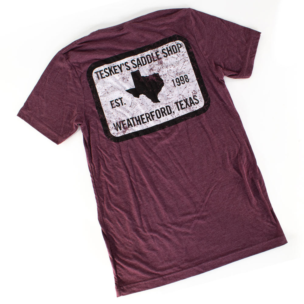 Teskey's 98 Saddle Shop Tee - Maroon TESKEY'S GEAR - SS T-Shirts OURAY SPORTSWEAR   