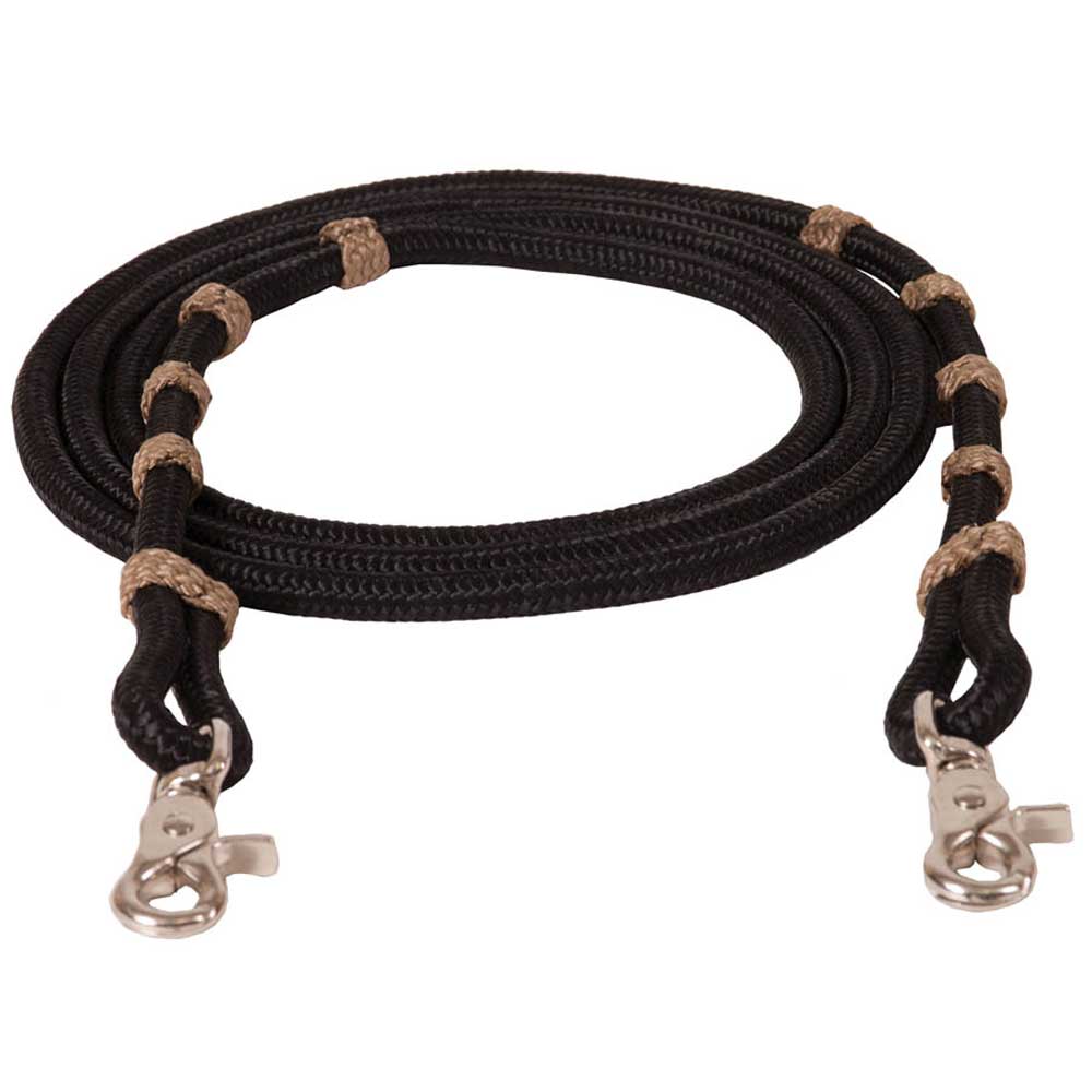 Vaquero Roping Reins Tack - Reins Mustang Black/Tan  