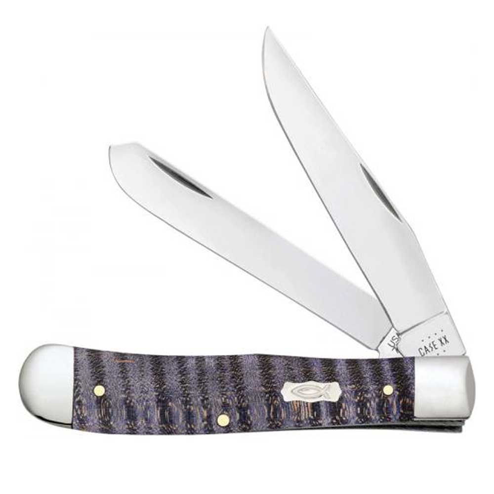 Case Purple Curly Maple Wood Trapper Knives Case   