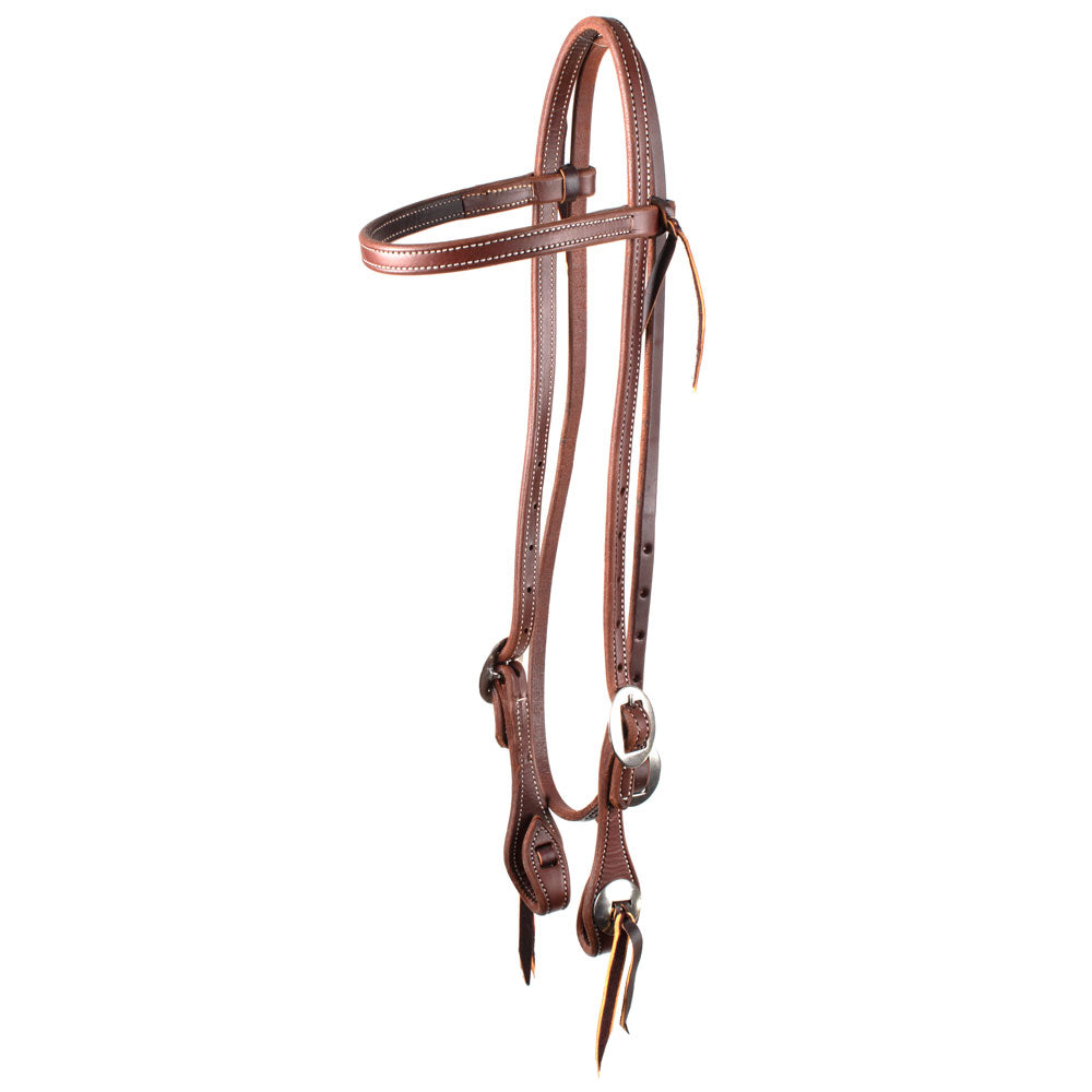 Teskey's Slotted Concho Browband Headstall Tack - Headstalls - Browband Teskey's Heavy Oil  