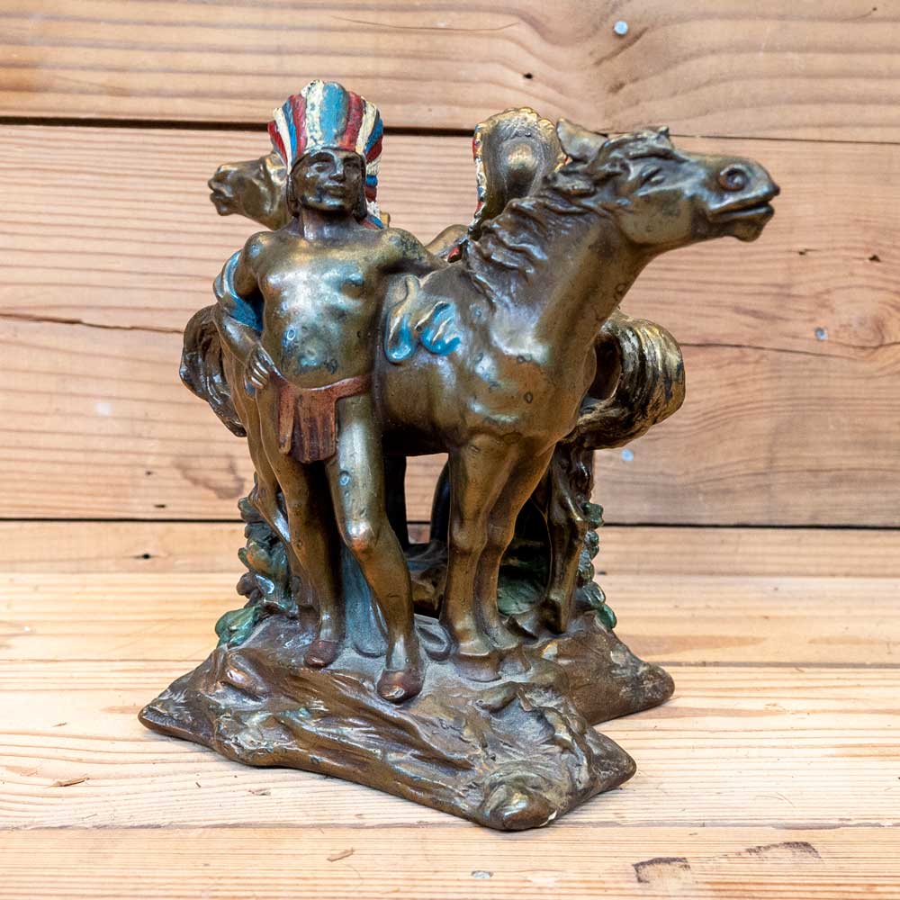 1928 Bronze Native American Bookends Collectibles MISC   