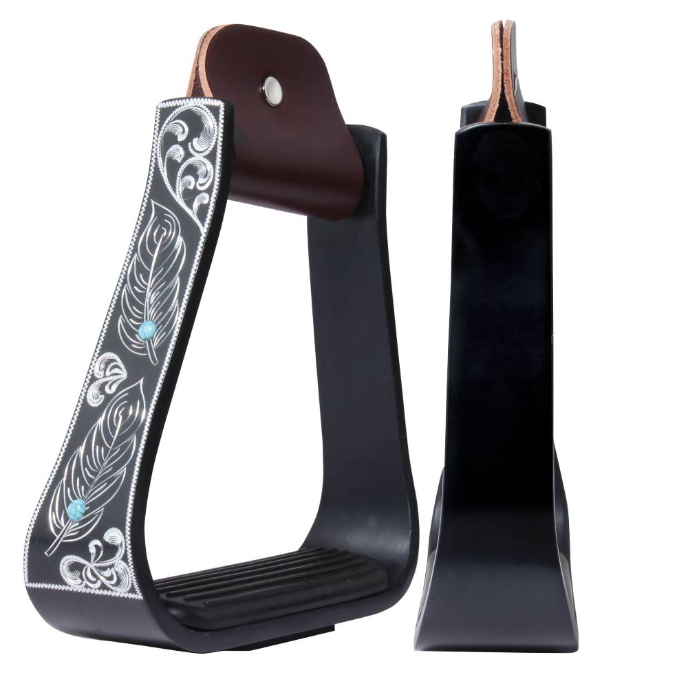 Professional's Choice Turquoise Feather Stirrup Tack - Saddle Accessories Professional's Choice   
