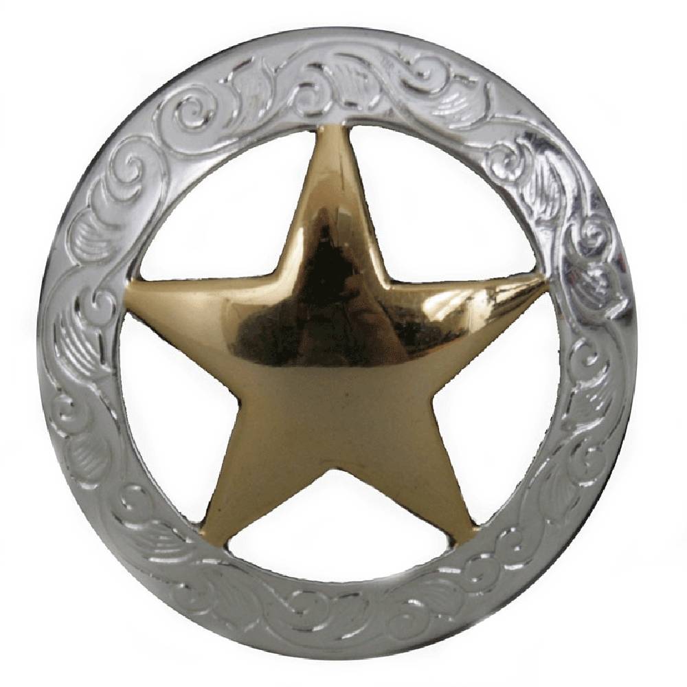Texas Gold/Silver Star Concho Tack - Conchos & Hardware - Conchos Teskey's Add wood screw adapter to the back 1" 