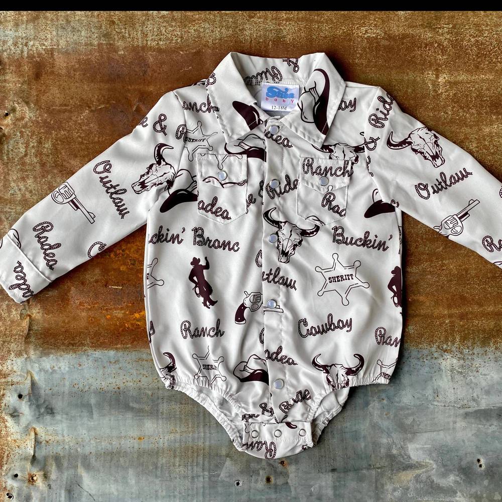 Shea Baby Sheriff Print Pearl Snap Onesie KIDS - Baby - Baby Boy Clothing SHEA BABY   