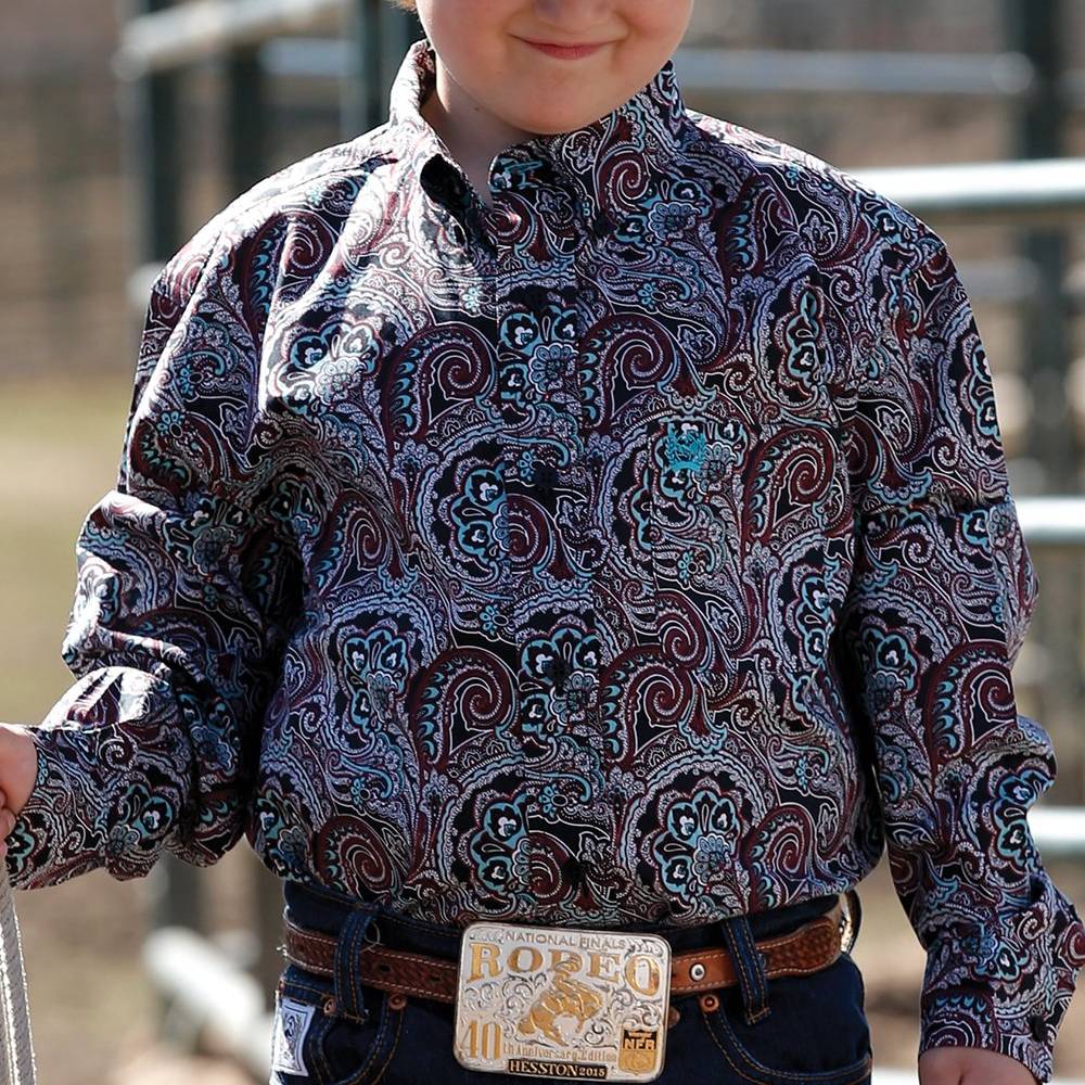 Cinch Boy's Paisley Print Button Shirt KIDS - Boys - Clothing - Shirts - Long Sleeve Shirts CINCH   