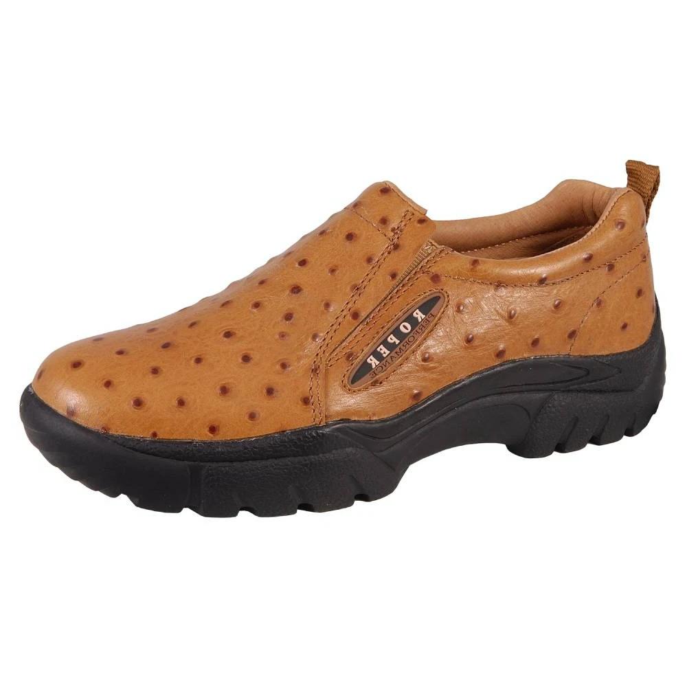 Roper Men's Ostrich Print Leather Slip On MEN - Footwear - Casual Shoes ROPER APPAREL & FOOTWEAR   
