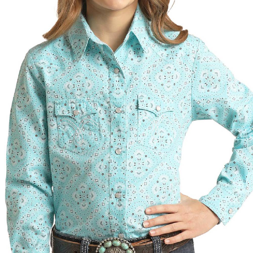Panhandle Girl's Long Sleeve Pearl Snap Shirt KIDS - Girls - Clothing - Tops - Long Sleeve Tops Panhandle   