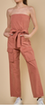 Strapless Jumpsuit with Tie Waist WOMEN - Clothing - Jumpsuits & Rompers Blue Blush Clothing   