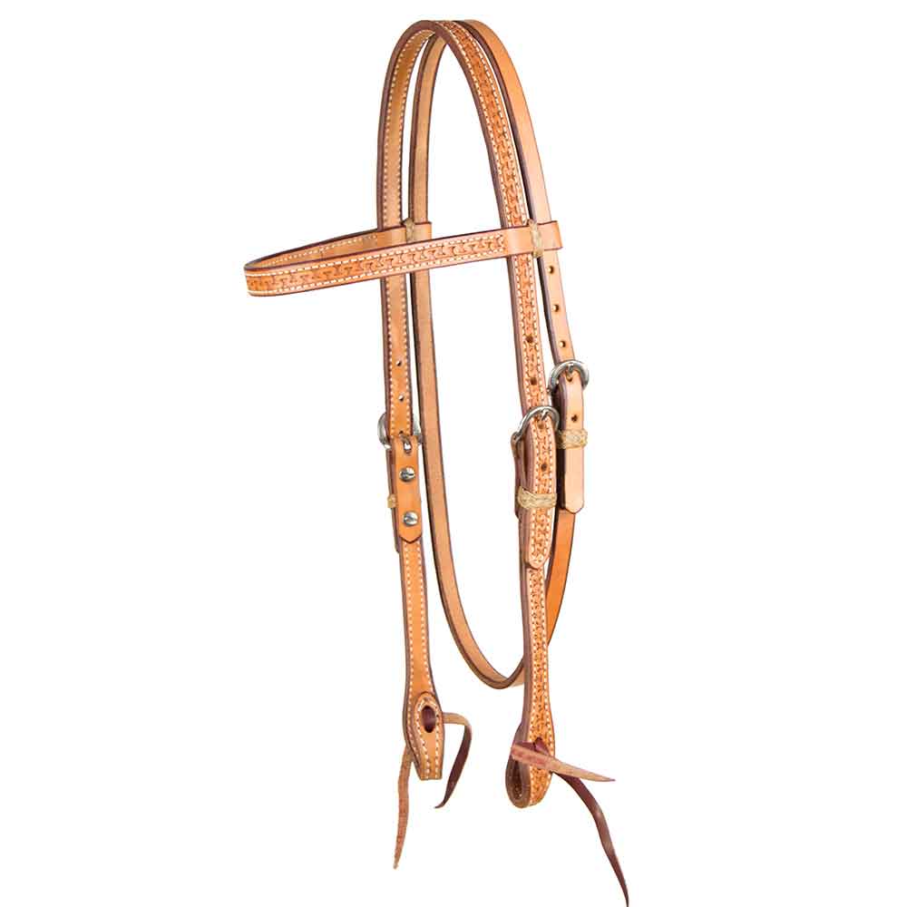 Teskey's Running W Browband Headstall Tack - Headstalls - Browband Teskey's Light Oil  