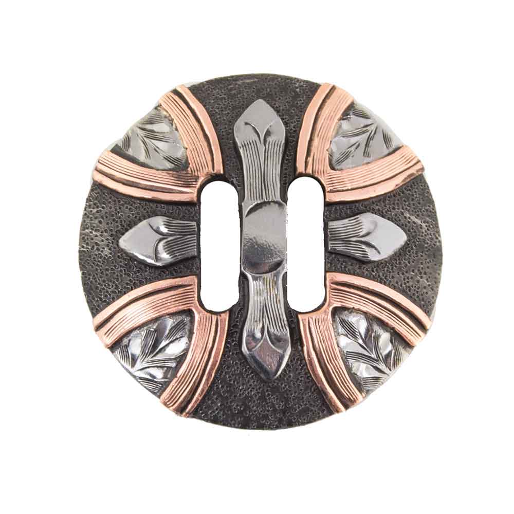 Slotted Silver Leaf Concho With Copper Tack - Conchos & Hardware - Conchos Teskey's   