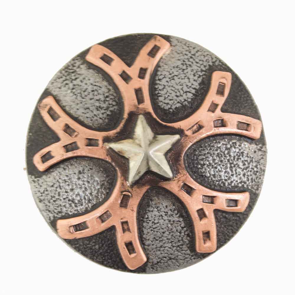 Copper Horseshoe And Star Concho Tack - Conchos & Hardware - Conchos Teskey's Add Wood Screw Adapter 1-1/2" 