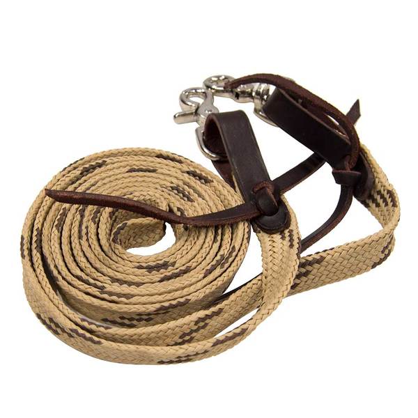 Mustang Flat Waxed Roping Rein Tack - Reins Mustang Tan and Brown  