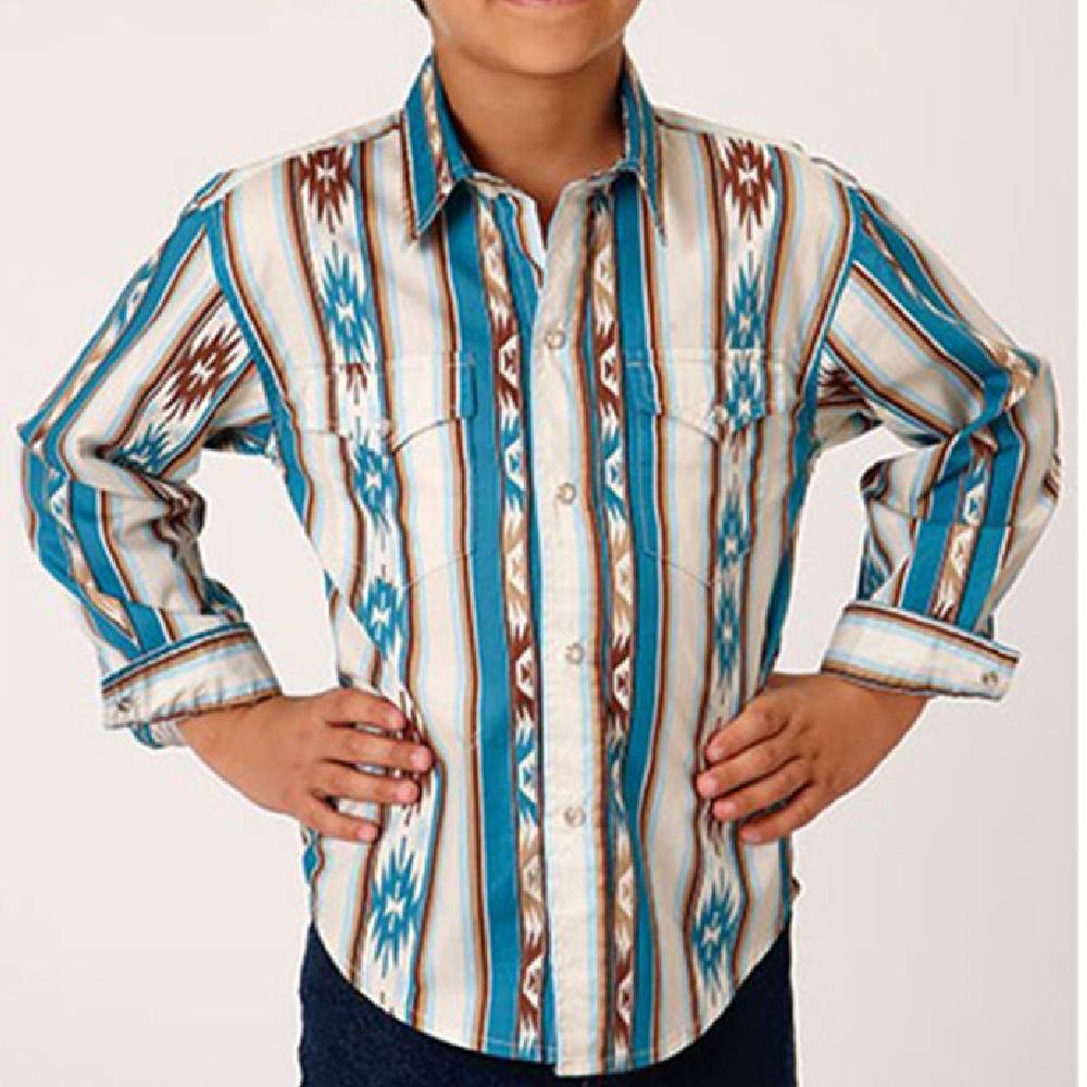 Roper Vintage Vertical Stripe Western Shirt KIDS - Boys - Clothing - Shirts - Long Sleeve Shirts ROPER APPAREL & FOOTWEAR   