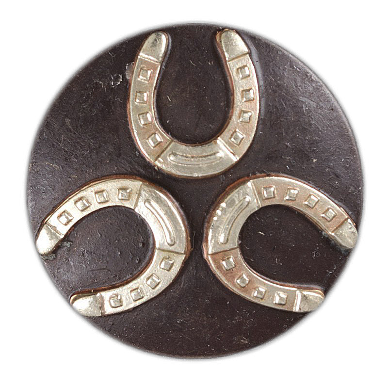 Rustic Mounted Silver Triple Horseshoe Concho Tack - Conchos & Hardware - Conchos Teskey's 1" Chicago Screw 