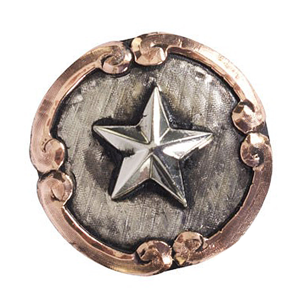 Texas Star Concho with Copper Border Tack - Conchos & Hardware - Conchos Teskey's 1 1/2" Wood Screw Adapter 