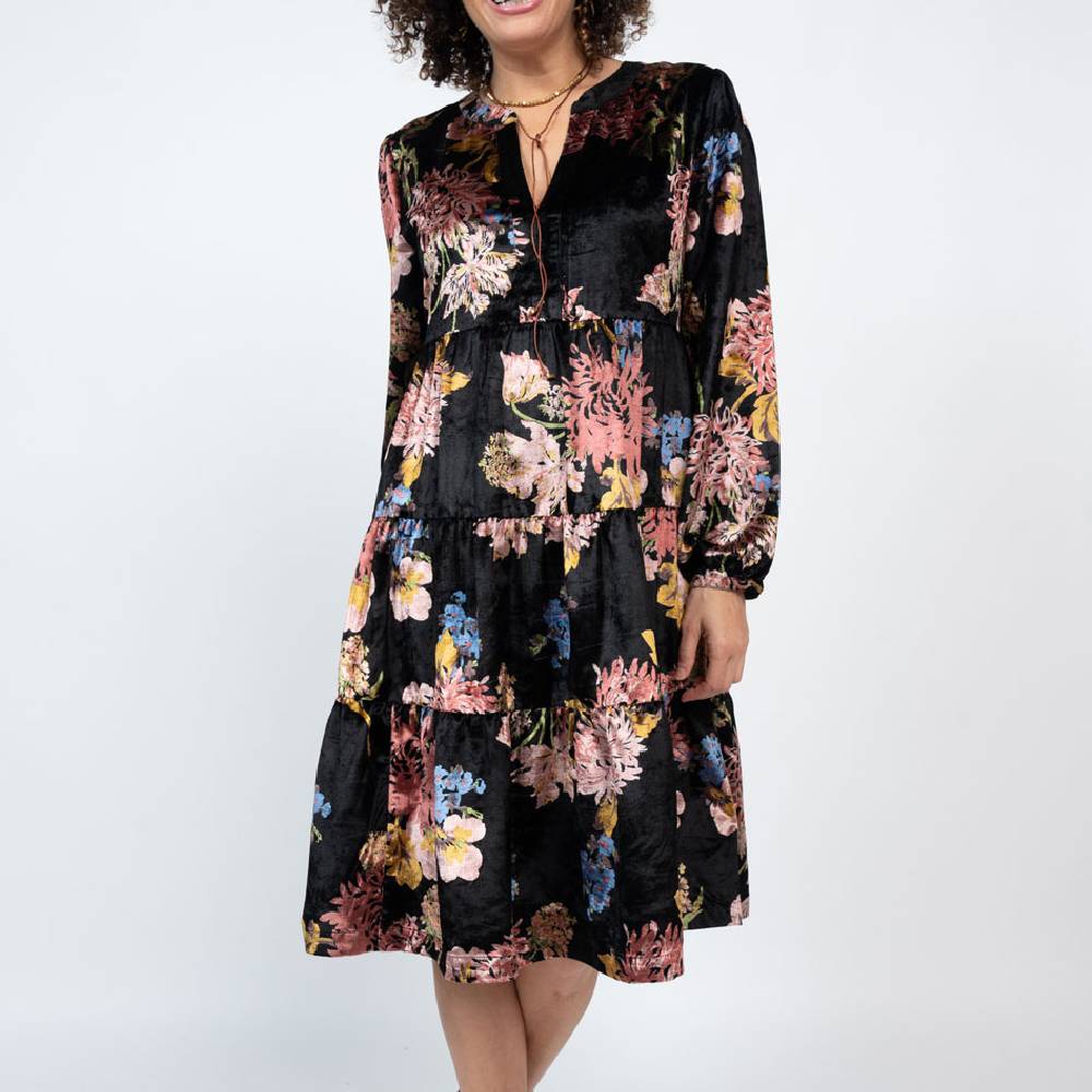 Uncle Frank Floral Velvet Tiered Dress WOMEN - Clothing - Dresses IVY JANE   