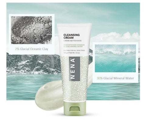 NENA Cleansing cream ingredients glacial clay and glacial mineral water