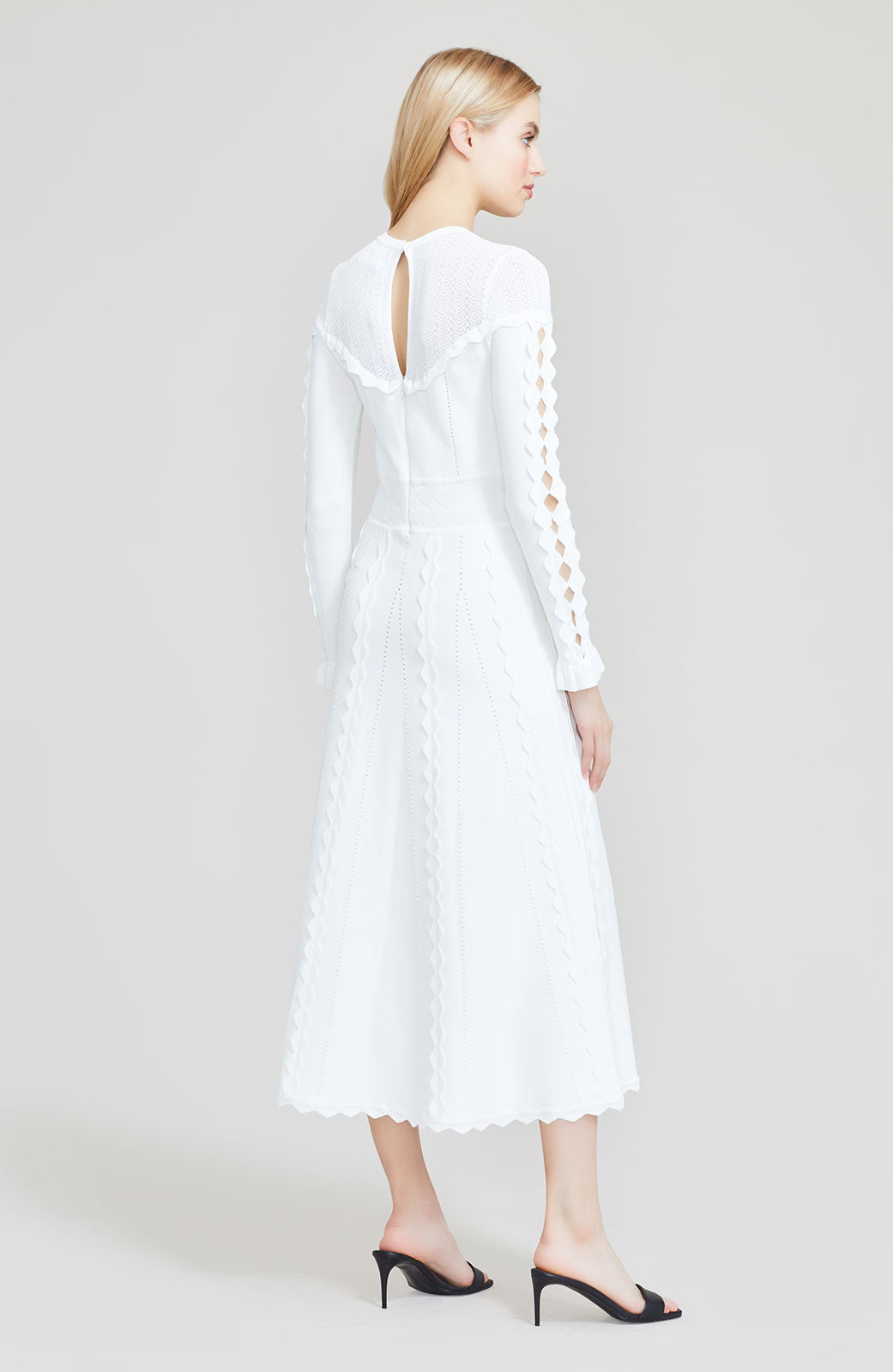 ivory long sleeve midi dress