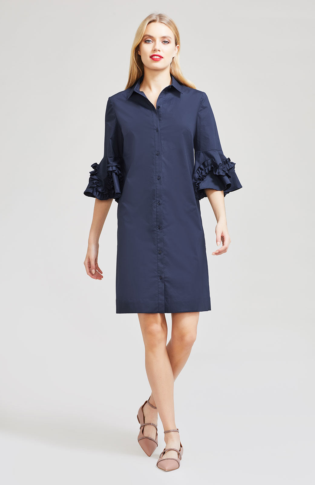 ruffle sleeve shirt dress