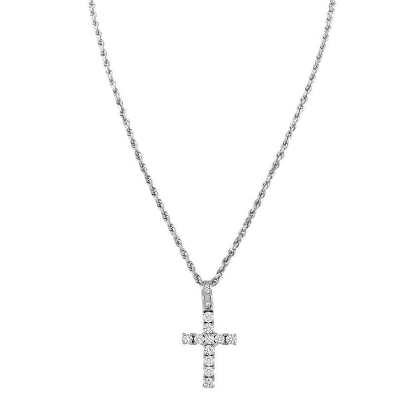 14K White Gold Diamond Cross Pendant 2 