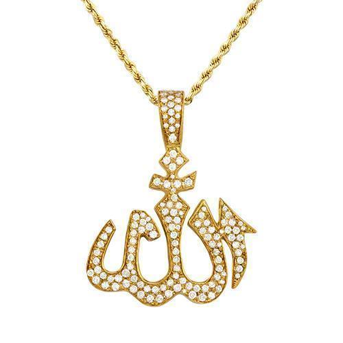 gold diamond allah pendant