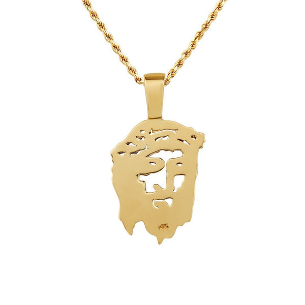 Diamond Jesus Head Pendant in 14k 